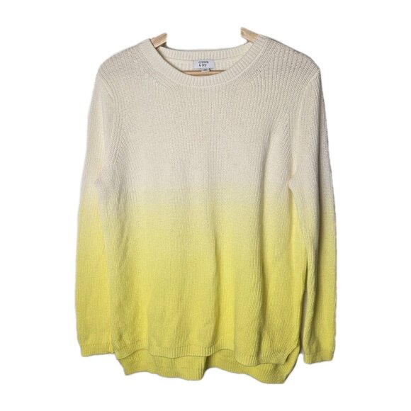 Crown & Ivy Sweater Womens Medium Yellow Beige Ombre ribbed Casual‎ Cotton - Picture 1 of 11